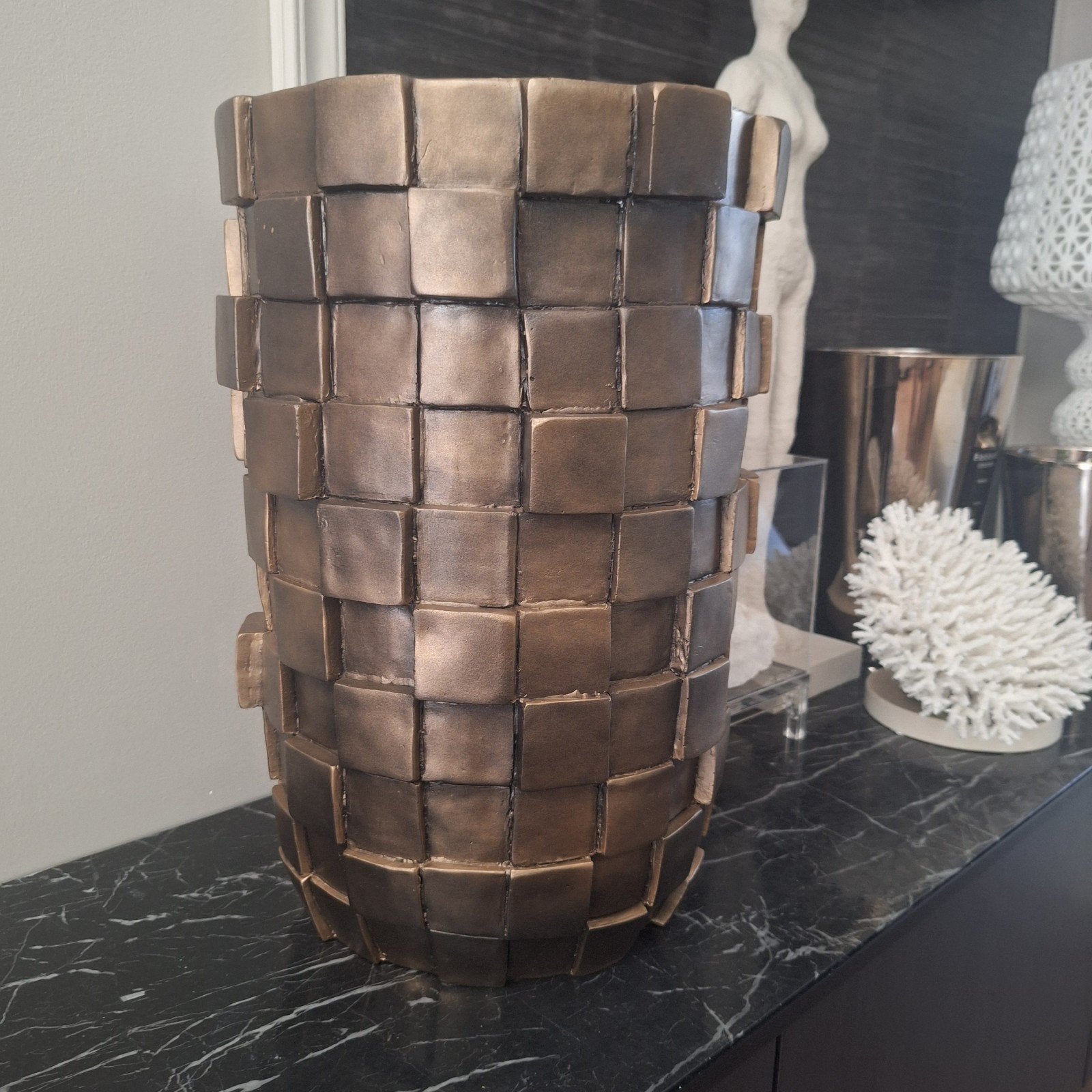 Gave brons kleurige grote pot bloempot hotel chique, Ophalen, Zo goed als nieuw, X, X