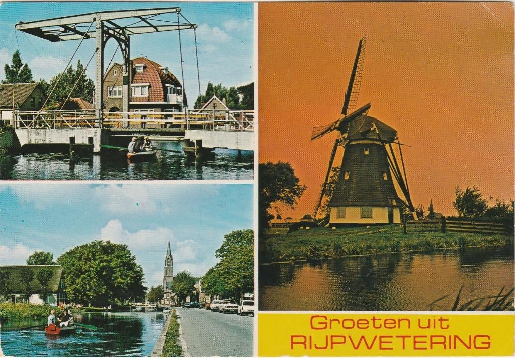RIJPWETERING Brug Kanaal Molen Groeten, Verzamelen, Ansichtkaarten | Nederland, Verzenden, 1960 tot 1980, Gelopen, Zuid-Holland