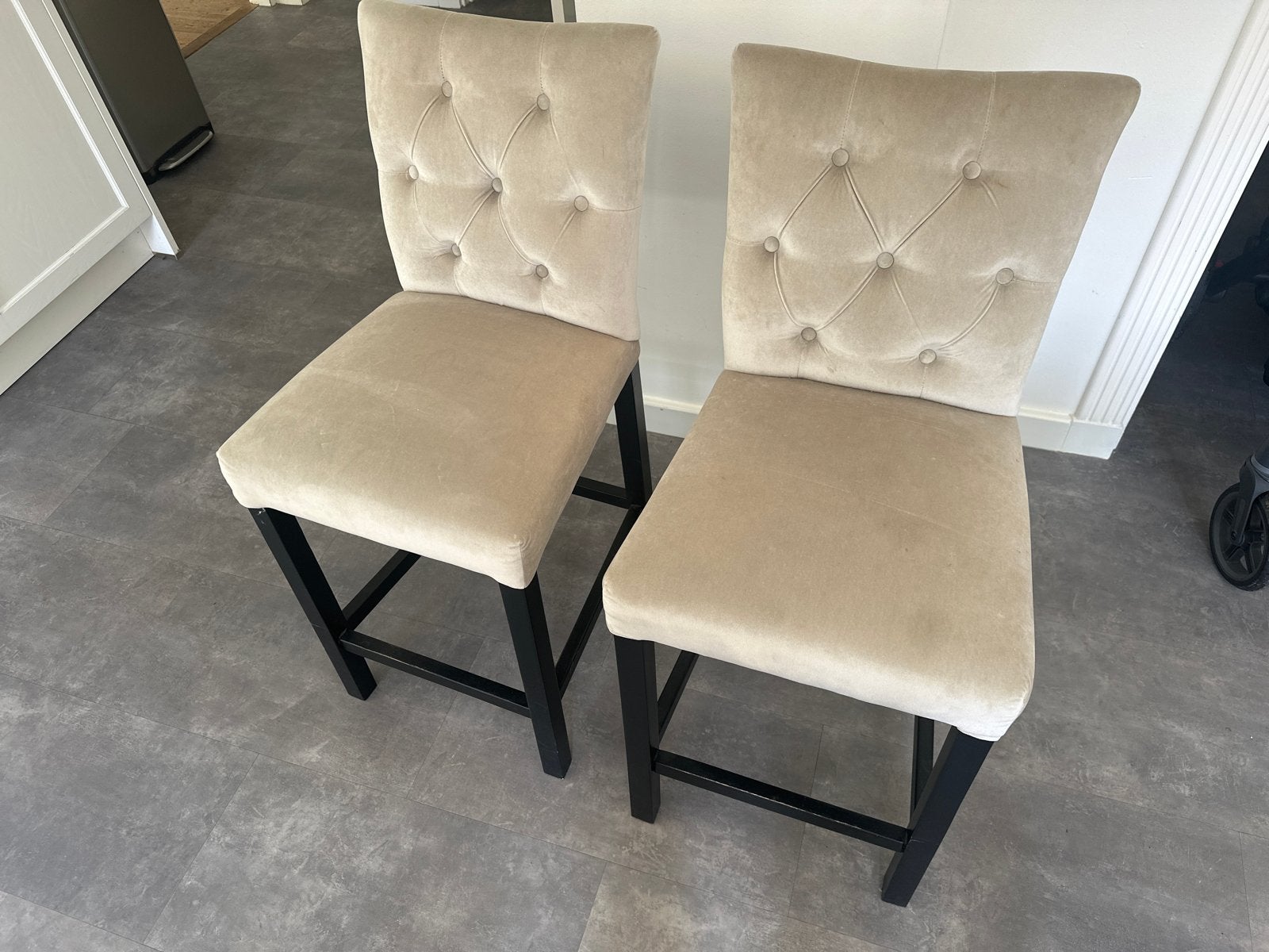 Barstoel/barkruk met knoopdetail-Chesterfield - 4 stuks, Ophalen, Gebruikt, Overige kleuren, Vier