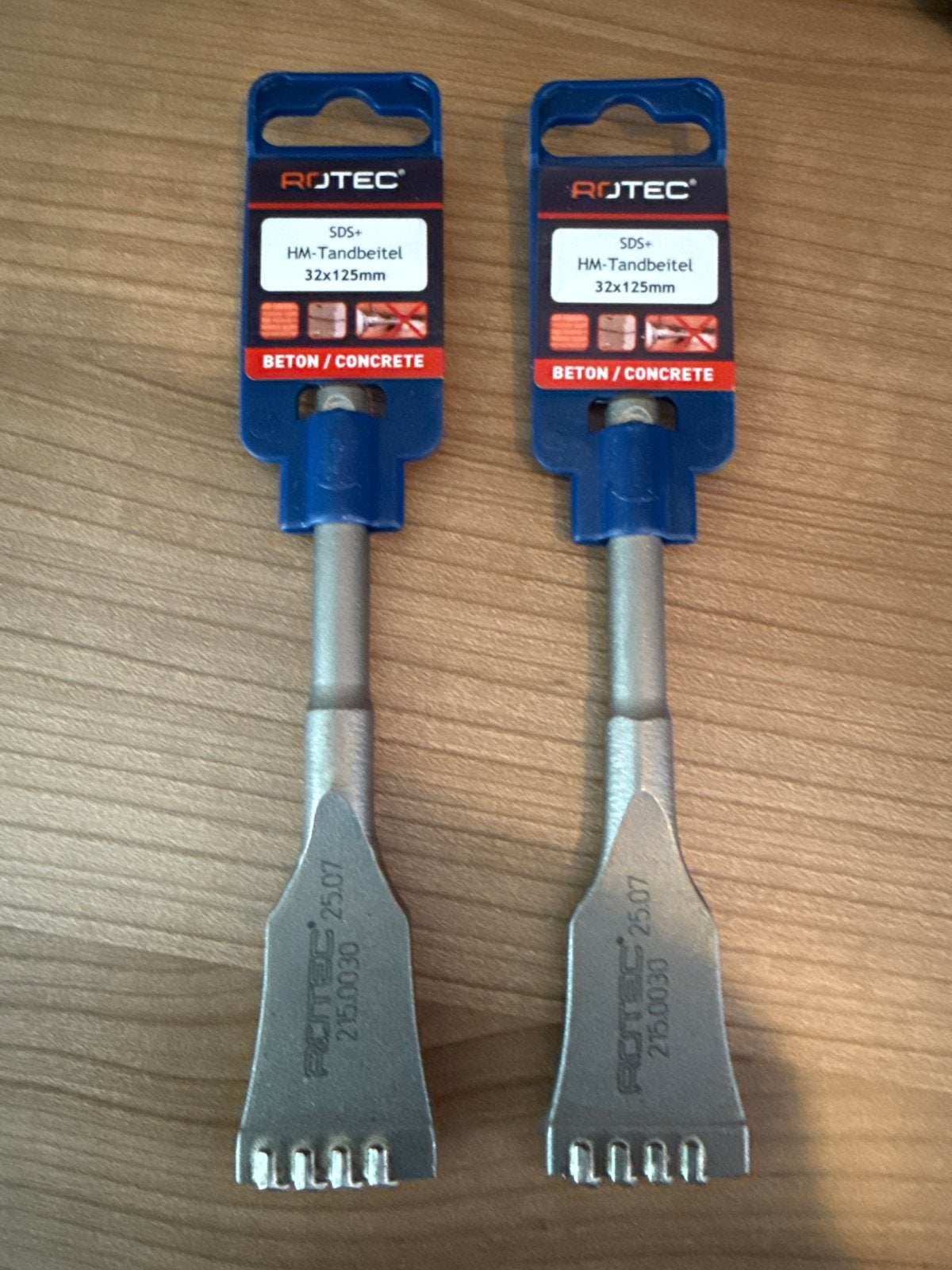 Rotec SDS+ HM-Tandbeitel 32x125mm voor beton (2 stuks), Ophalen of Verzenden, Nieuw, Beitel, Overige merken