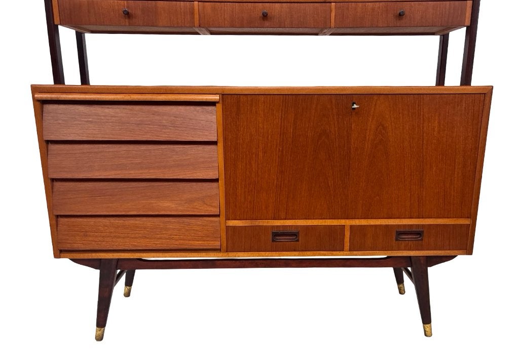 Vintage Wandmeubel Boekenkast Zweden Teak Design, Gebruikt, Vintage, Vintage, Minder dan 150 cm