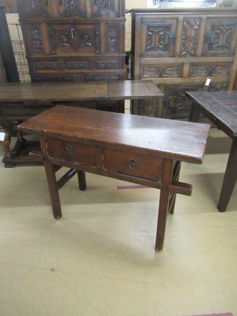 Oer 11777 antieke grenenhouten wandtafel, Ophalen