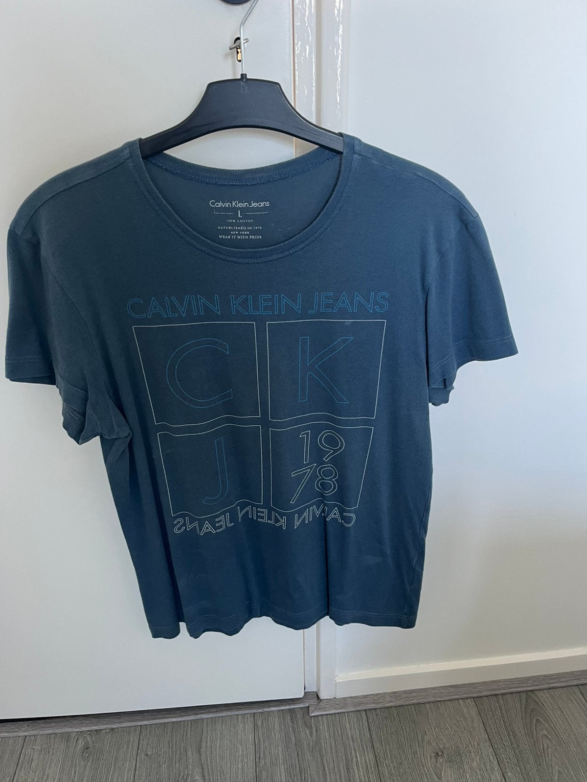 Calvin Klein Jeans shirt maat L., Ophalen of Verzenden, Zo goed als nieuw, Maat 52/54 (L), Blauw