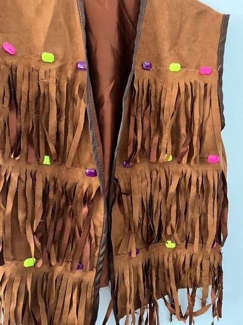 Boland, Indianen gilet met pruik met zwart haar en vlechtjes, Kleding | Dames, Ophalen of Verzenden, Zo goed als nieuw, Carnaval