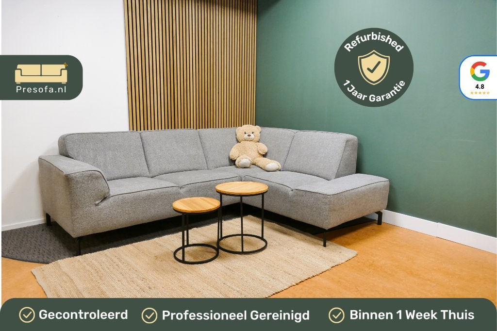Kleine Hoekbank Licht Grijs Pronto [Refurbished], Huis en Inrichting, Pronto, -, -, Hoekbank
