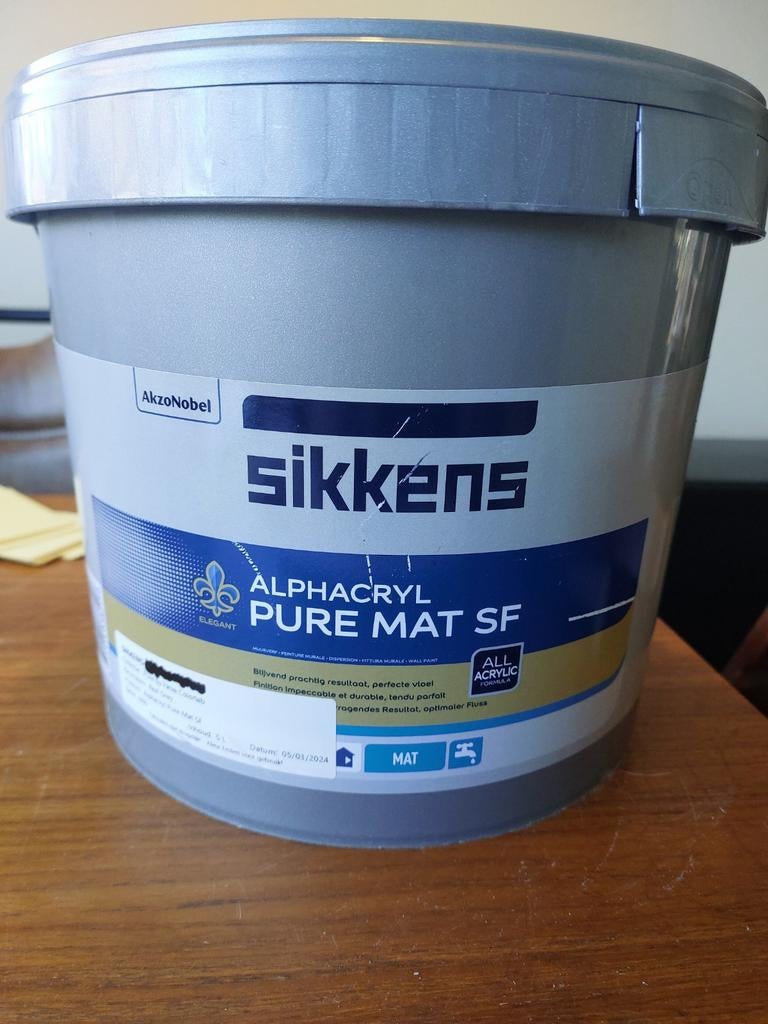 Sikkens Alphacryl Pure Mat SF +- RAL 7016 - 5 liter, Ophalen, 5 tot 10 liter, Nieuw, Verf