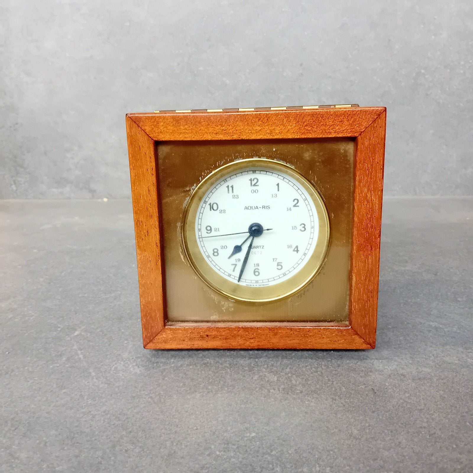Houten klokje in doosje - Aqua-Ris Quartz, Antiek en Kunst, Verzenden