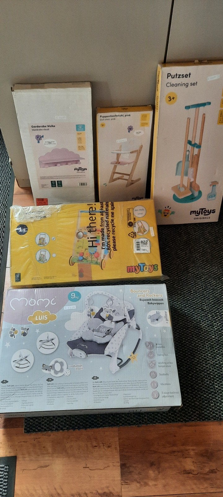 Wipstoel-loopwagen-poetsset-kledingrekje-poppenstoel, Ophalen, Nieuw, Overige typen, Met geluid