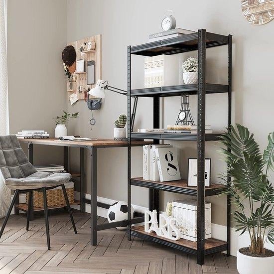 Stellingkast – Bruin – 75x30x150 cm – Metaal met 5 Planken, Ophalen, Zo goed als nieuw