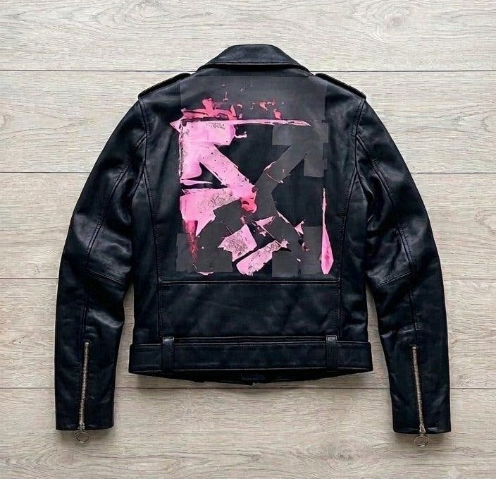 Off White (M)Arrows Leather Biker Jacket Gelimiteerde Editie, Ophalen, Zo goed als nieuw