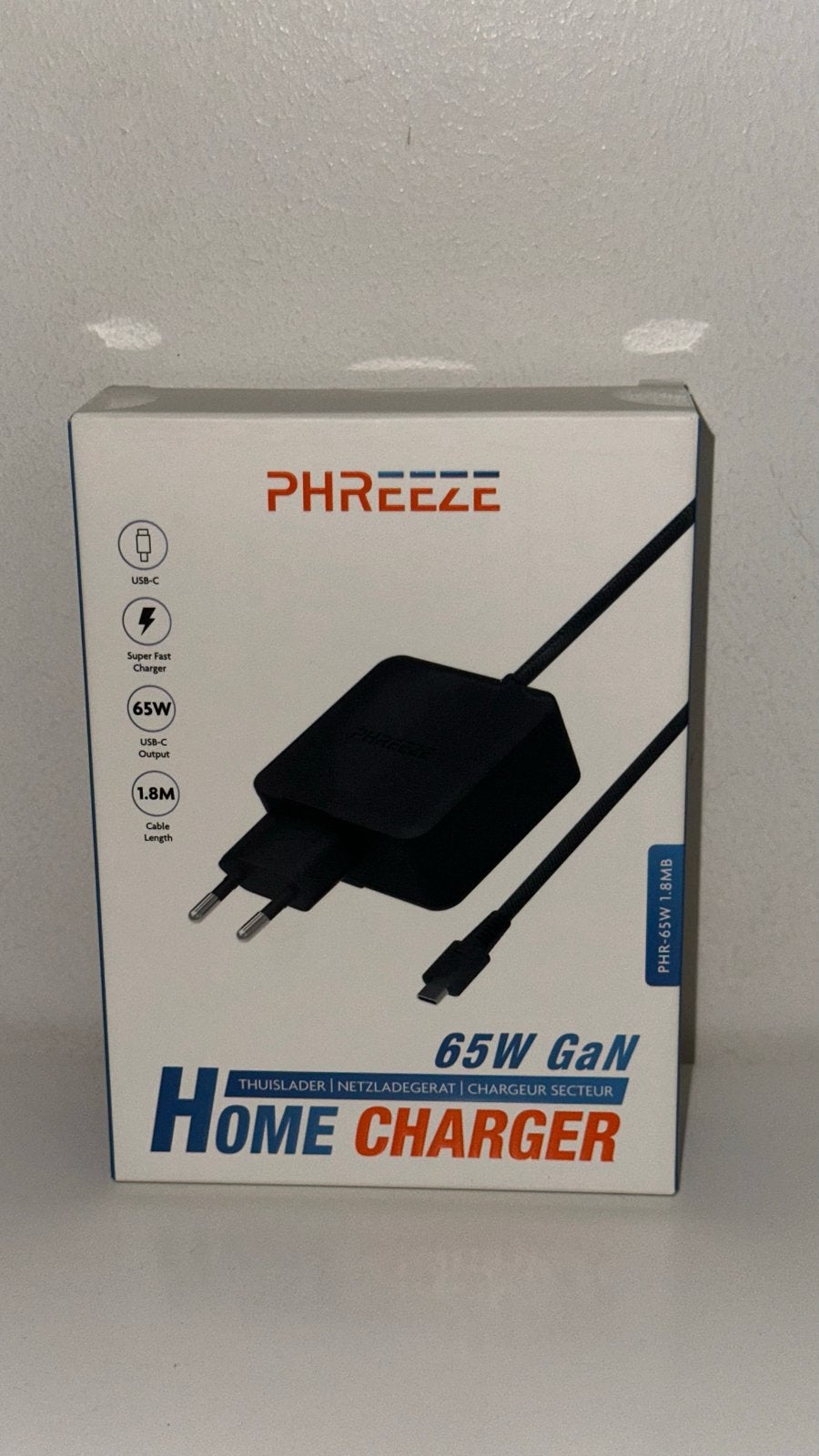 PHREEZE 65W GaN USB-C Snellader met 1.8M Kabel