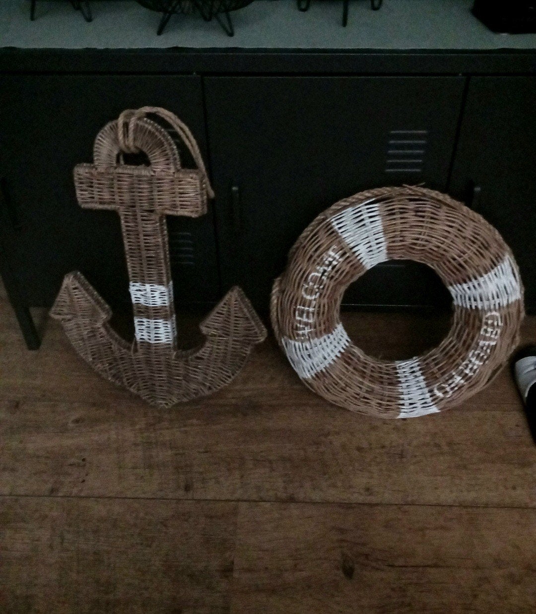 Rotan anker en reddingsboei decoratie, Huis en Inrichting, Ophalen, Natuurlijk materiaal, Bruin, Landelijk