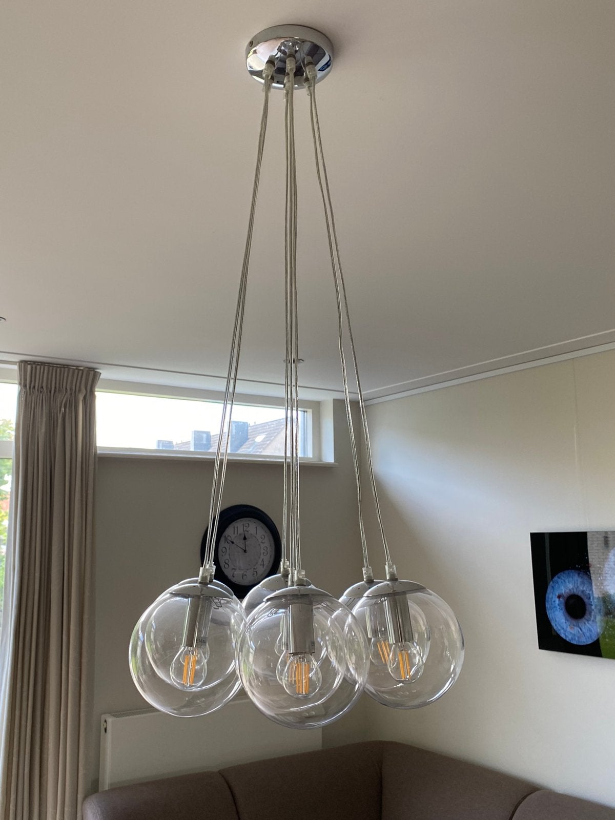 Leitmotiv lamp met 7 glazen bollen, Ophalen, 75 cm of meer, Modern, Glas