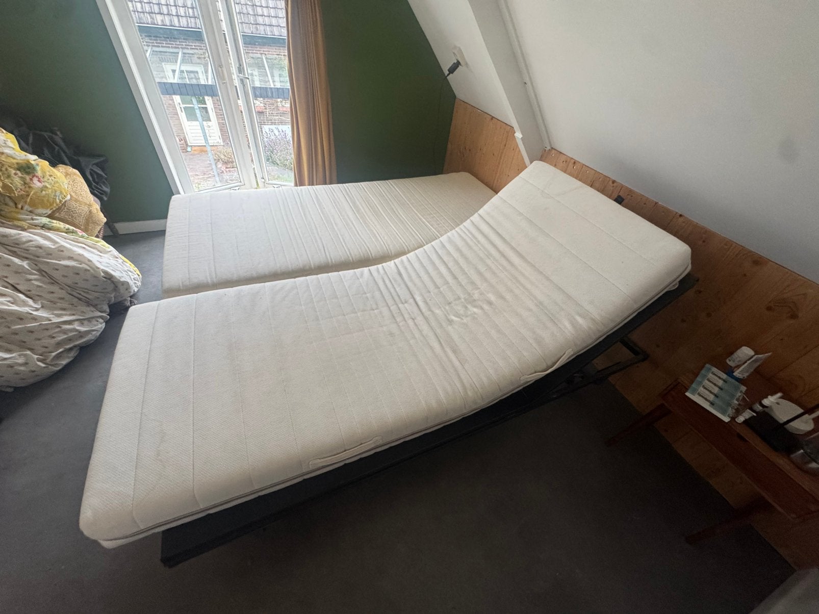 Auping verstelbare bodem en 2 matrassen 160cm, Huis en Inrichting, Slaapkamer | Bedden, Gebruikt, Tweepersoons, Ophalen of Verzenden