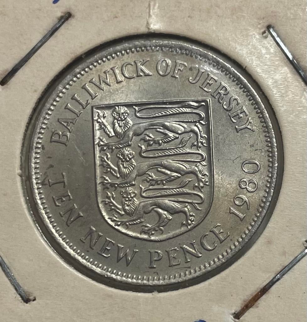 10 new pence Jersey 1980, Ophalen of Verzenden, Overige landen
