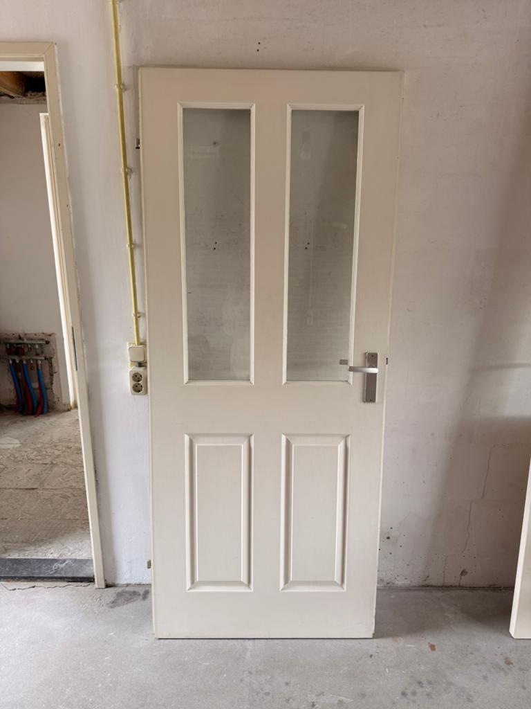 Massief houten binnendeur met glas (opdek), Ophalen, Gebruikt, Binnendeur, Glas
