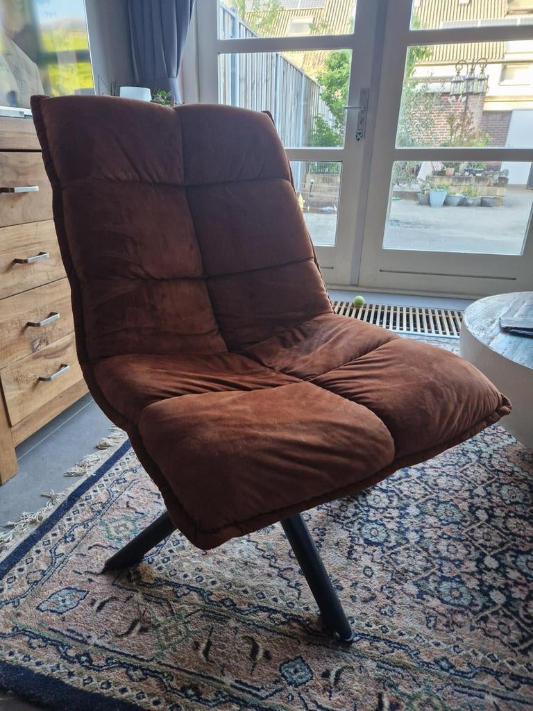 Comfortabele draaistoel - Bruin stof, Huis en Inrichting, Stoelen, Ophalen