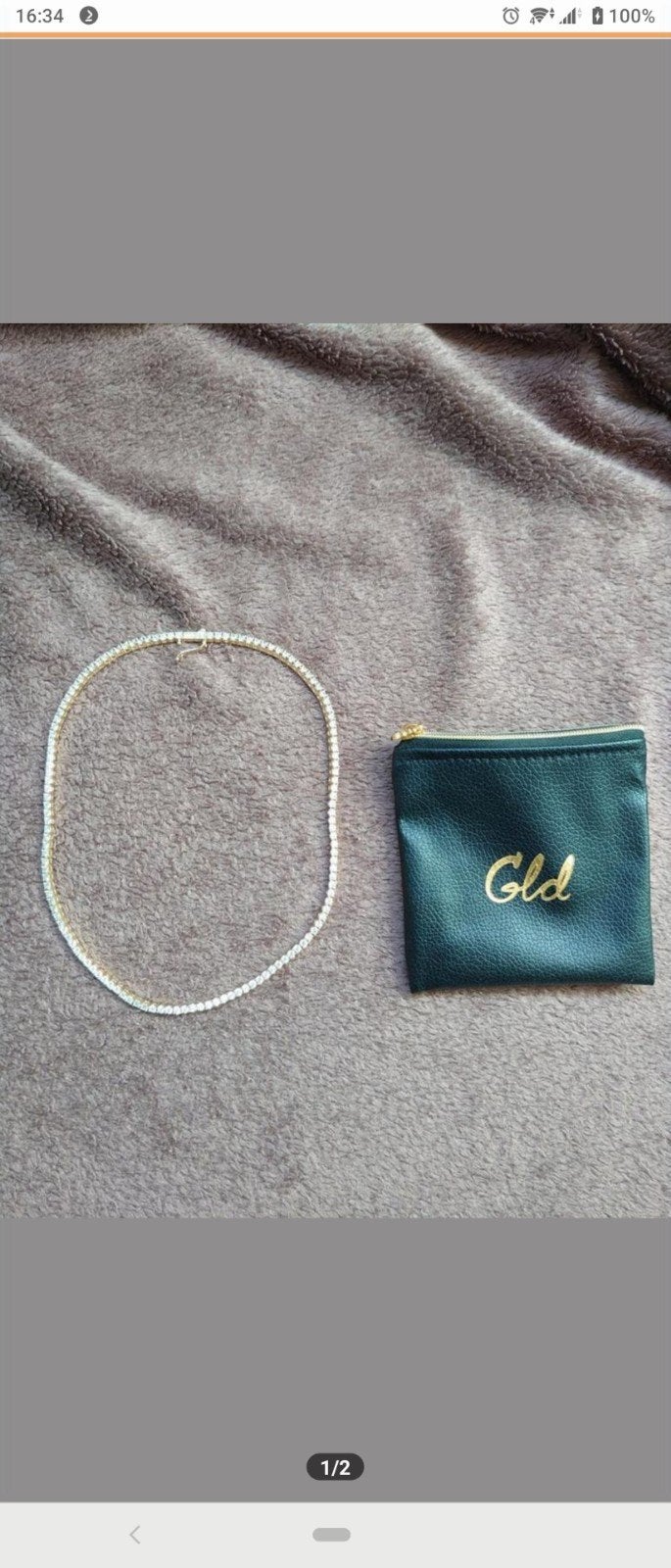 Gld - tennis chain ketting goud 47cm, Ophalen of Verzenden, Zo goed als nieuw, Goud, Goud