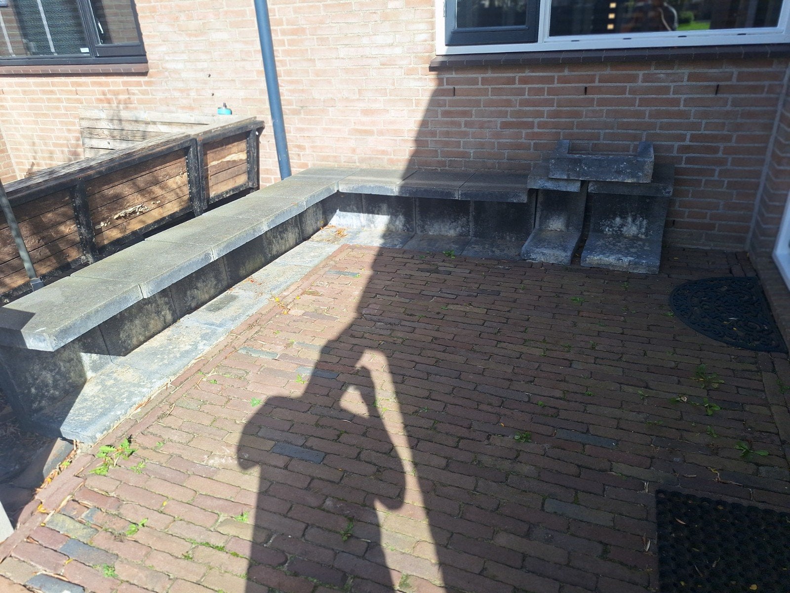 Antraciet U-blokken en hoekblok voor tuin of terras, Ophalen, Gebruikt, Beton, Tuin