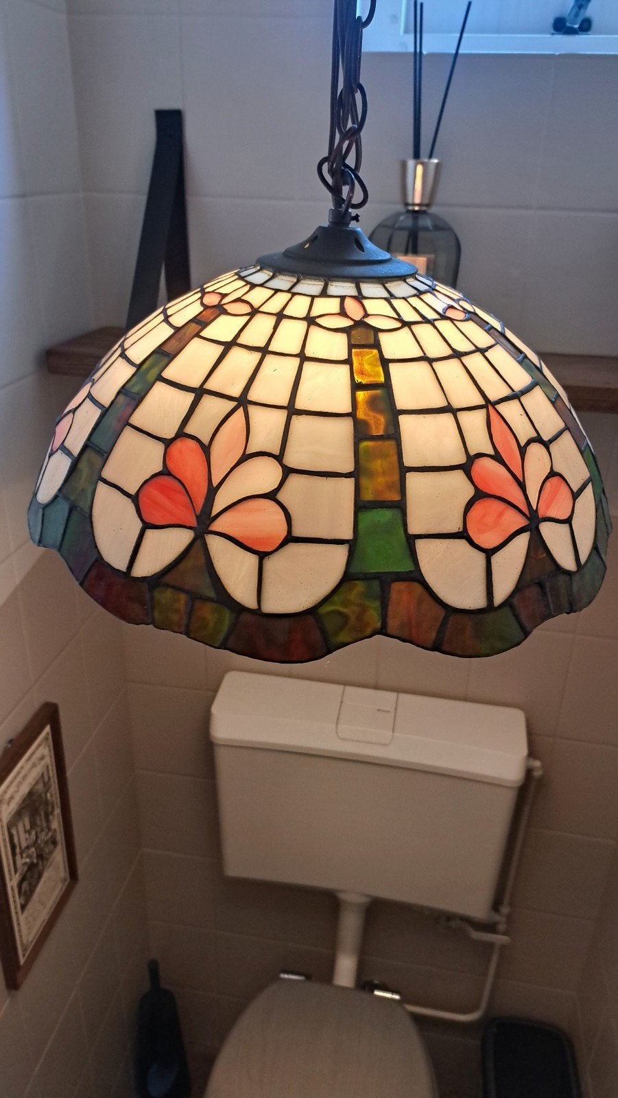 Prachtige Tiffany lamp - 20 cm hoog, 40 cm breed, Zo goed als nieuw, E27 (groot), Ophalen of Verzenden, Tiffany