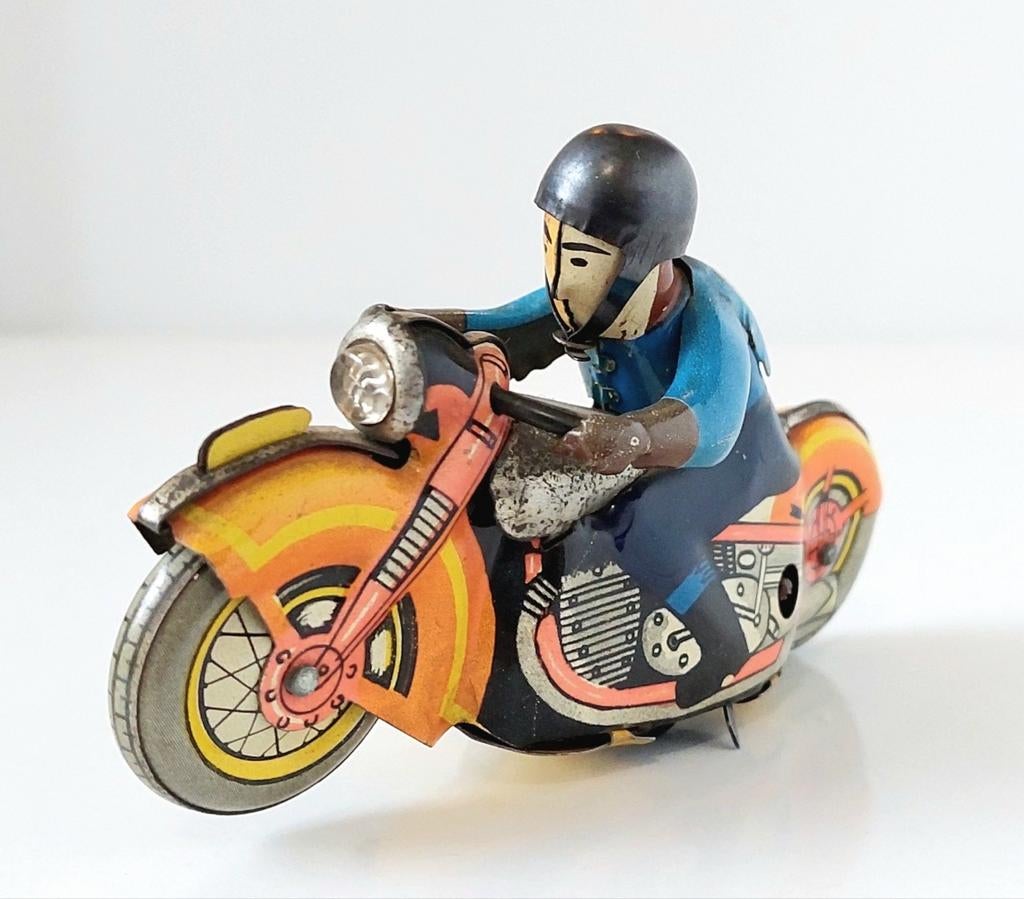 Oud Blikken Speelgoed Motorfiets LMZ Tin Toy Motorcycle, Verzenden