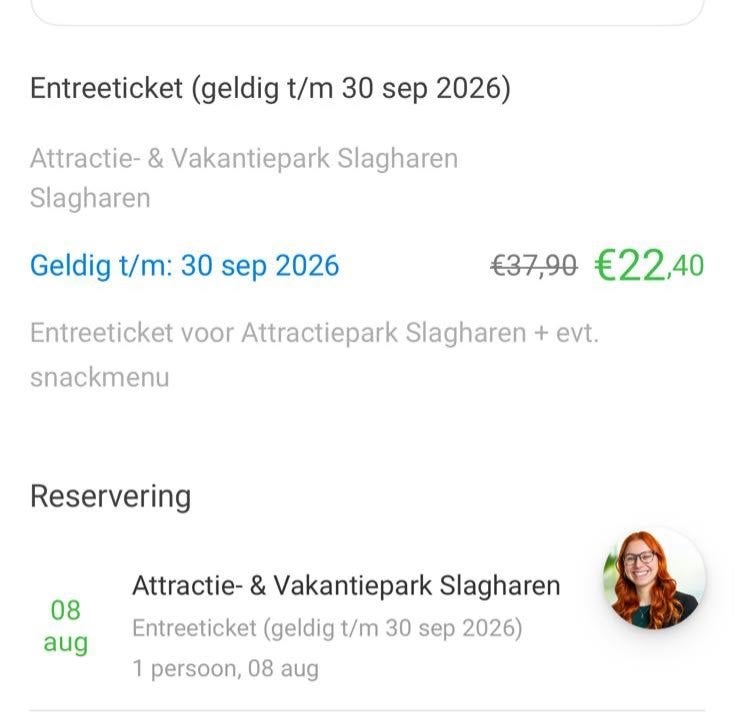 Kaartje slagharen, Eén persoon, Kortingskaart