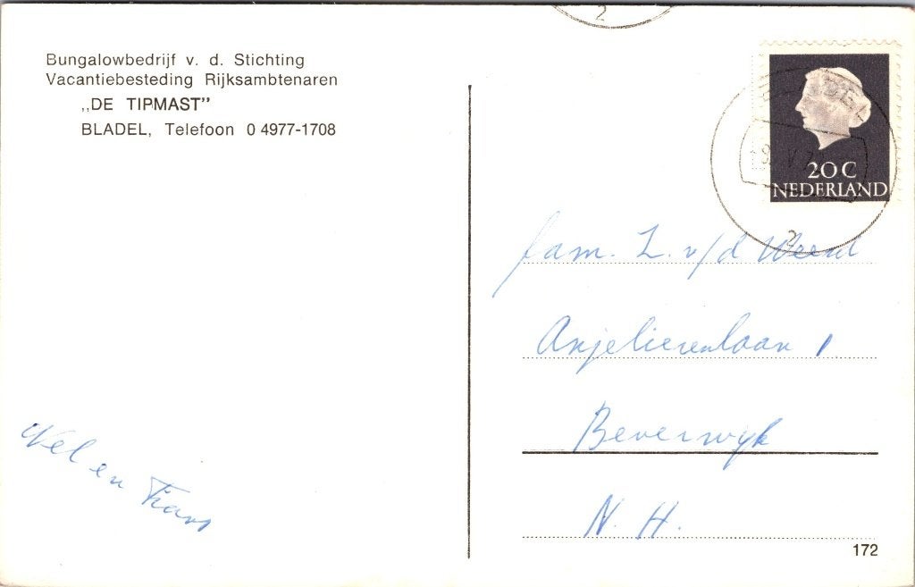 Bladel - 9 ansichtkaarten blokhut jong nederland de tipmast, Verzamelen, Ansichtkaarten | Nederland, Verzenden, 1960 tot 1980