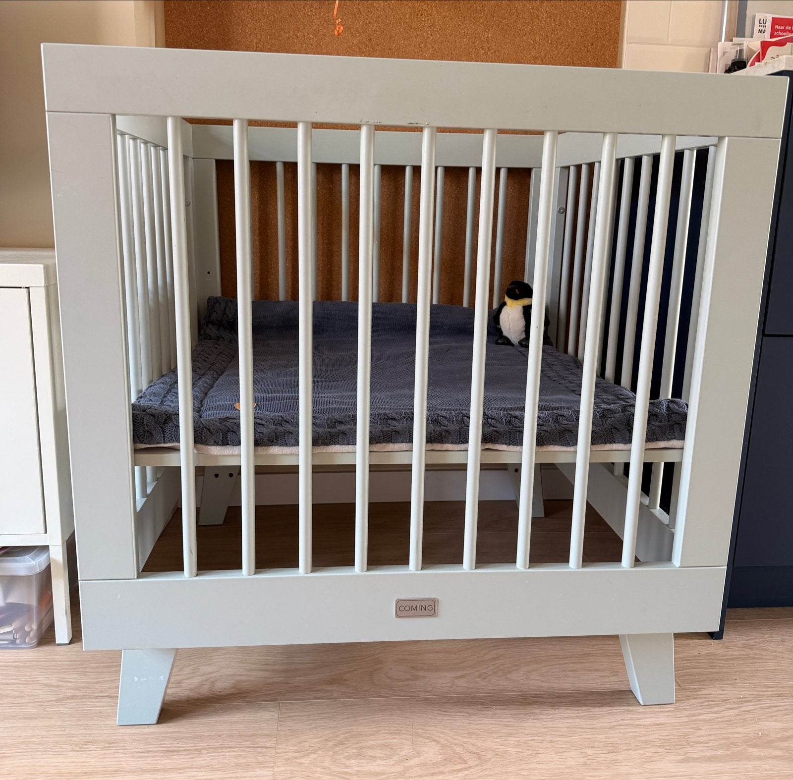 Verstelbare Coming box mintgroen met Petit Amélie boxkleed, Kinderen en Baby's, Boxen, Ophalen, Gebruikt, Vierkant, In hoogte verstelbaar