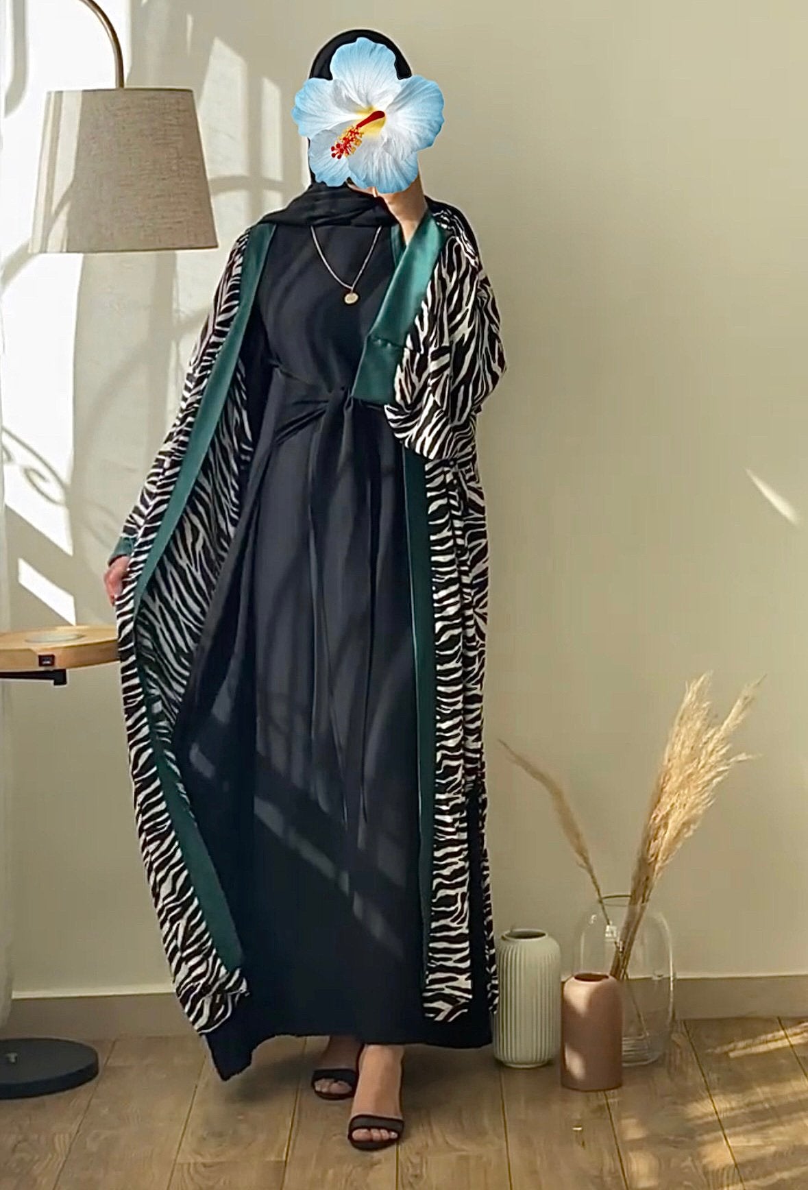 Abaya met Print, Maat 38/40 (M), Wit, Ophalen of Verzenden, Zo goed als nieuw
