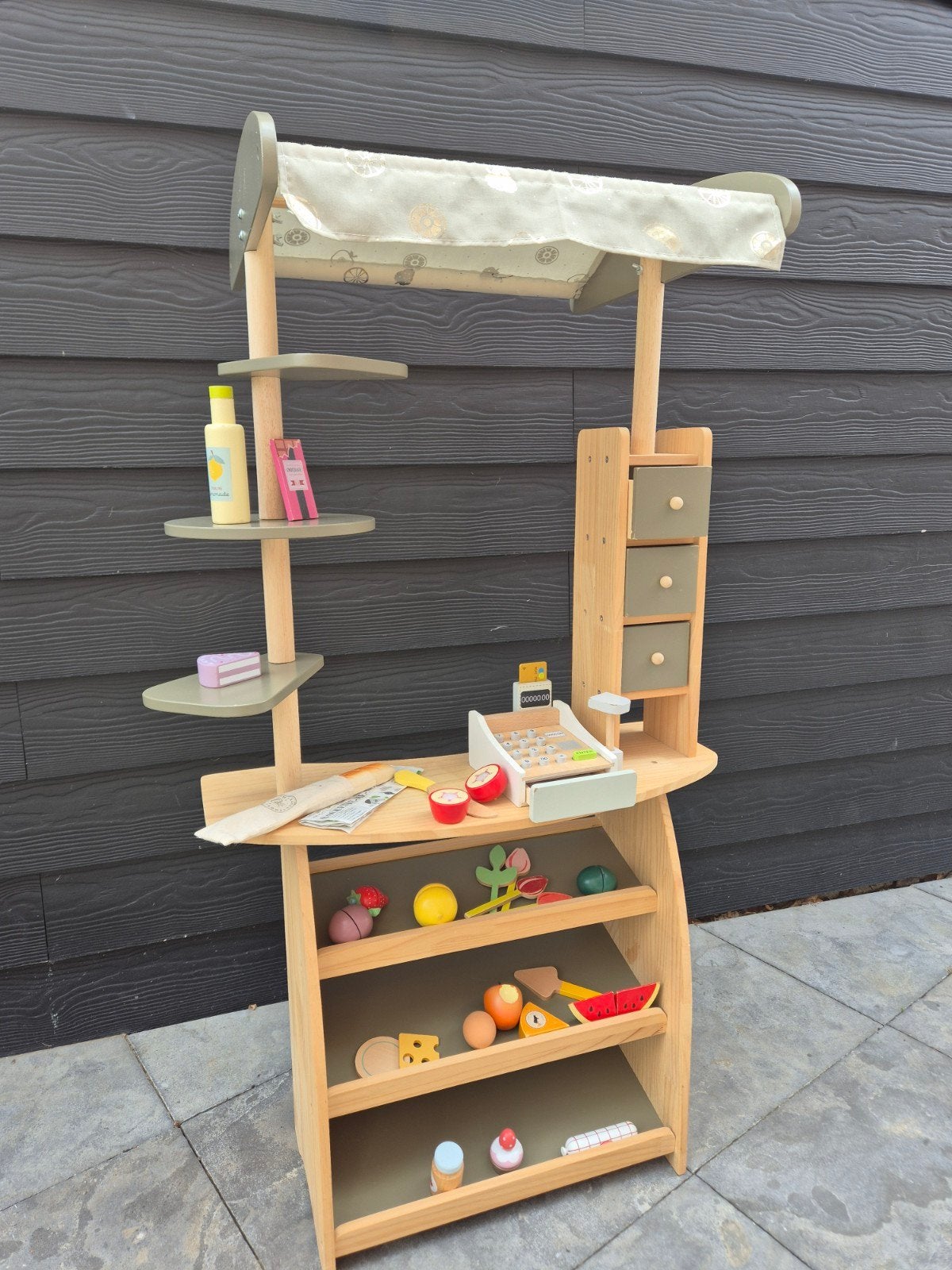Houten Speelgoed Winkeltje met Accessoires en Snij-fruit, Ophalen of Verzenden, Jongen of Meisje