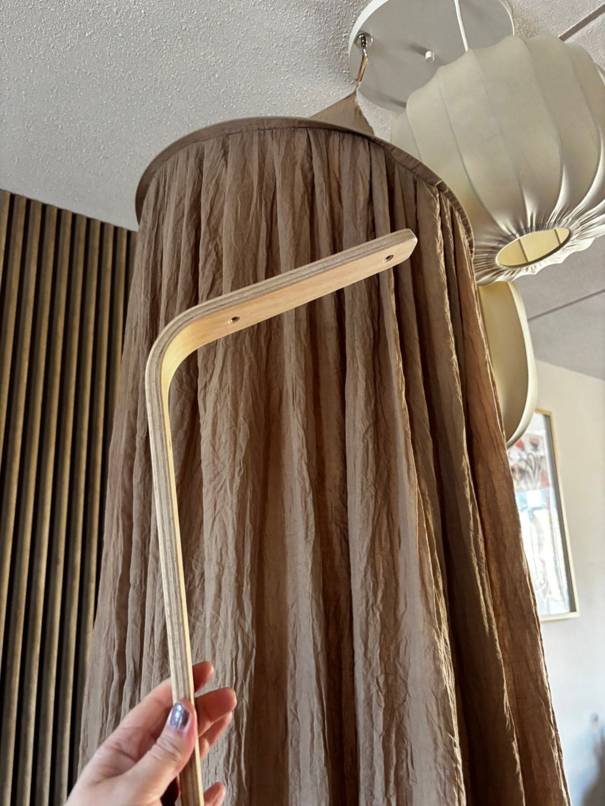 Prachtige klamboe met houten piekstok, Ophalen, Zo goed als nieuw, Klamboe