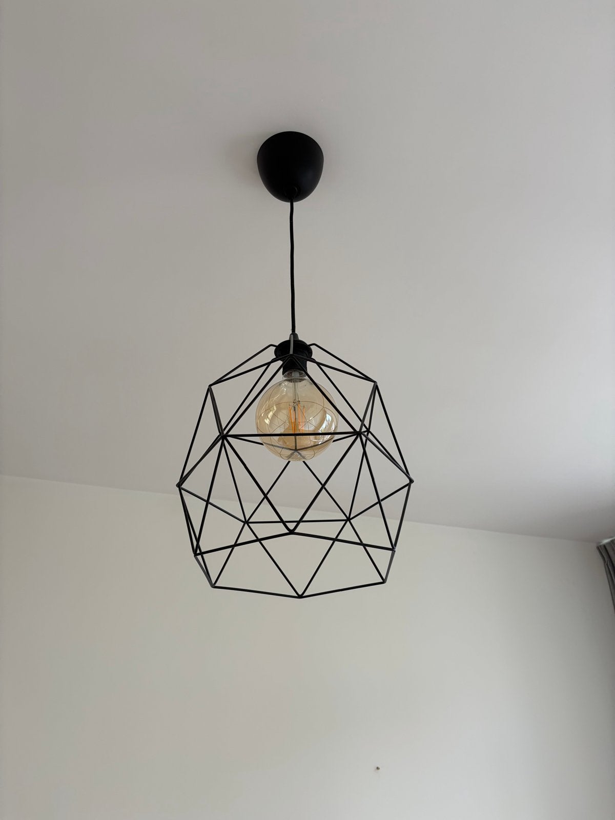 Moderne Zwarte Draadlamp - Geometrisch Design, Ophalen of Verzenden, Zo goed als nieuw, Metaal, 50 tot 75 cm