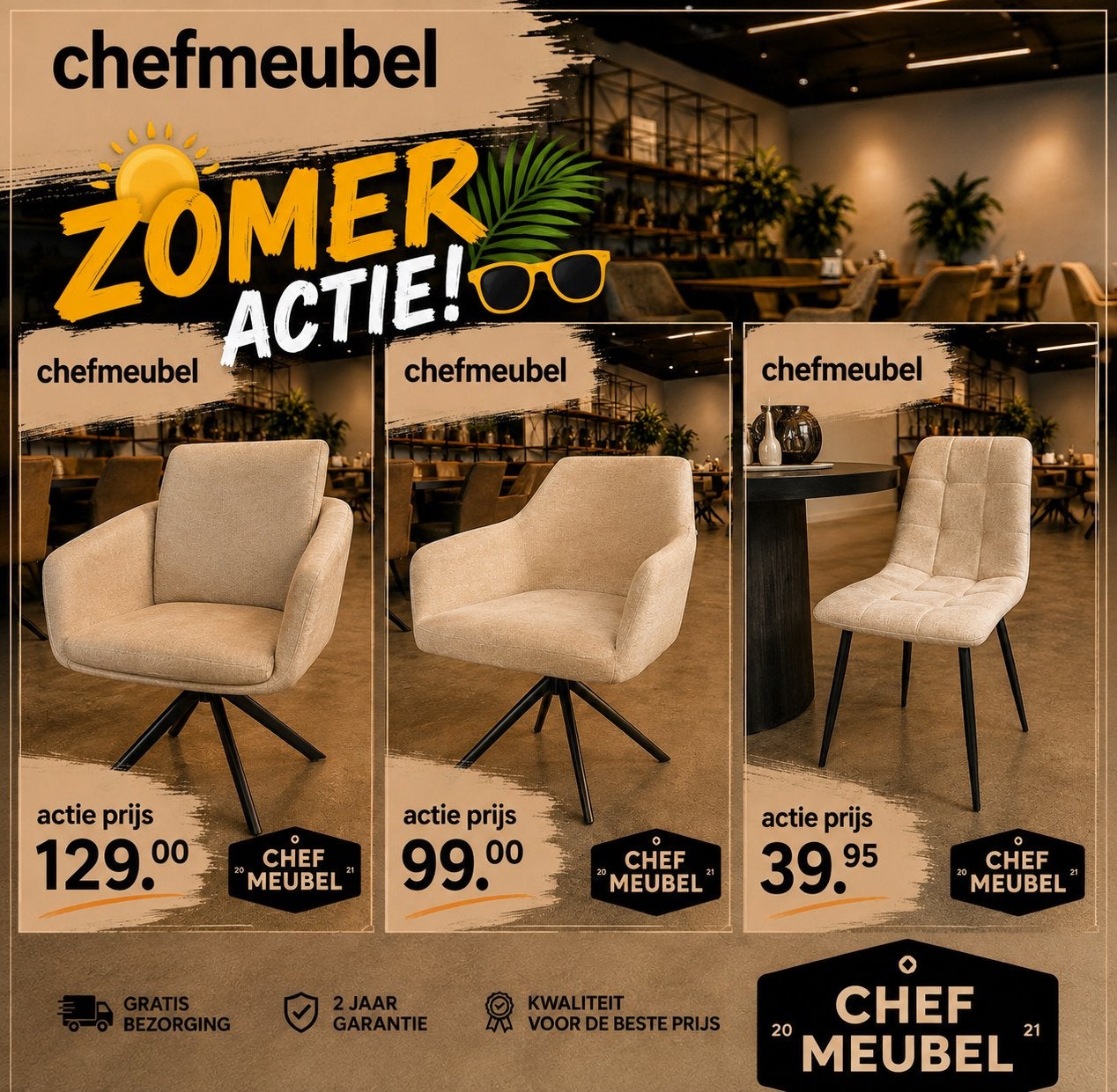 Chefmeubel Zomer Actie korting !!! Op 3 bestseller Stoelen, Ophalen, Overige kleuren, Nieuw, Stof