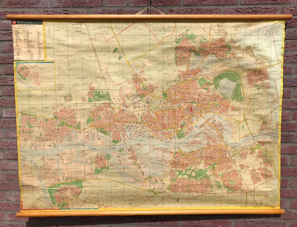 Schoolkaart ROTTERDAM - Falk Plan - vintage, Ophalen, Aardrijkskunde