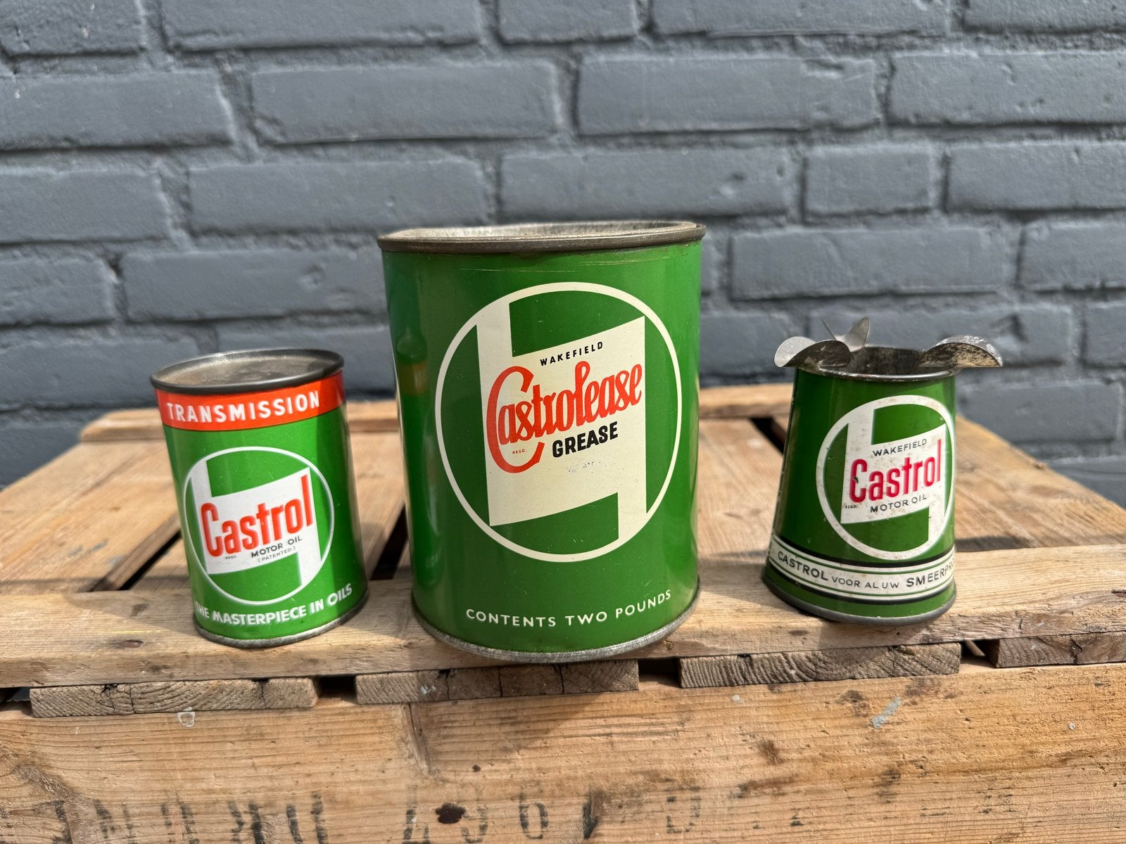Vintage Castrol blikken - garage reclame, Verzamelen, Ophalen, Gebruikt, ., Verpakking