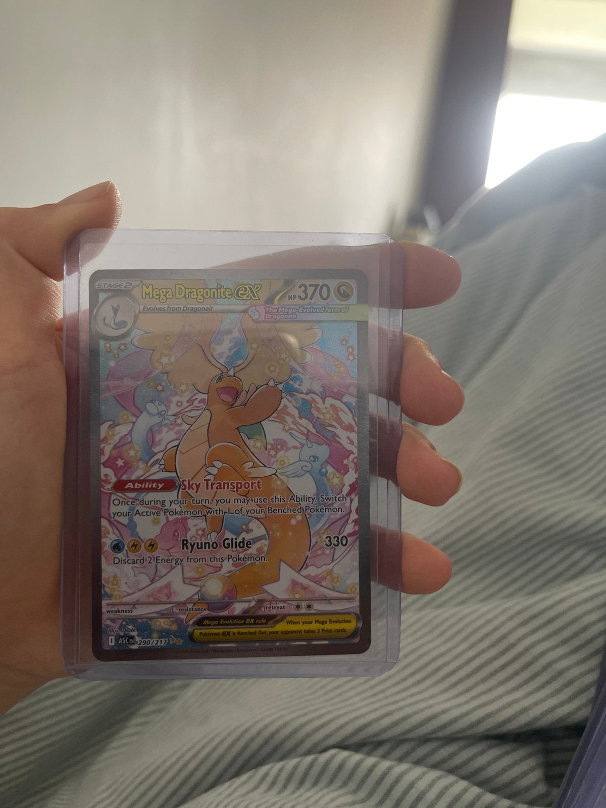Mega Dragonite EX Pokémon Kaart - Zo goed als nieuw, Ophalen of Verzenden, Zo goed als nieuw, Losse kaart, Foil
