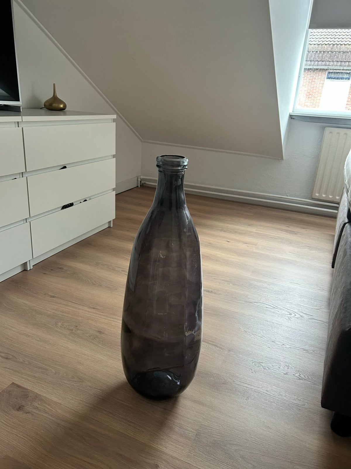 Hoge glazen vaas, Ophalen, Gebruikt, Overige kleuren, Glas