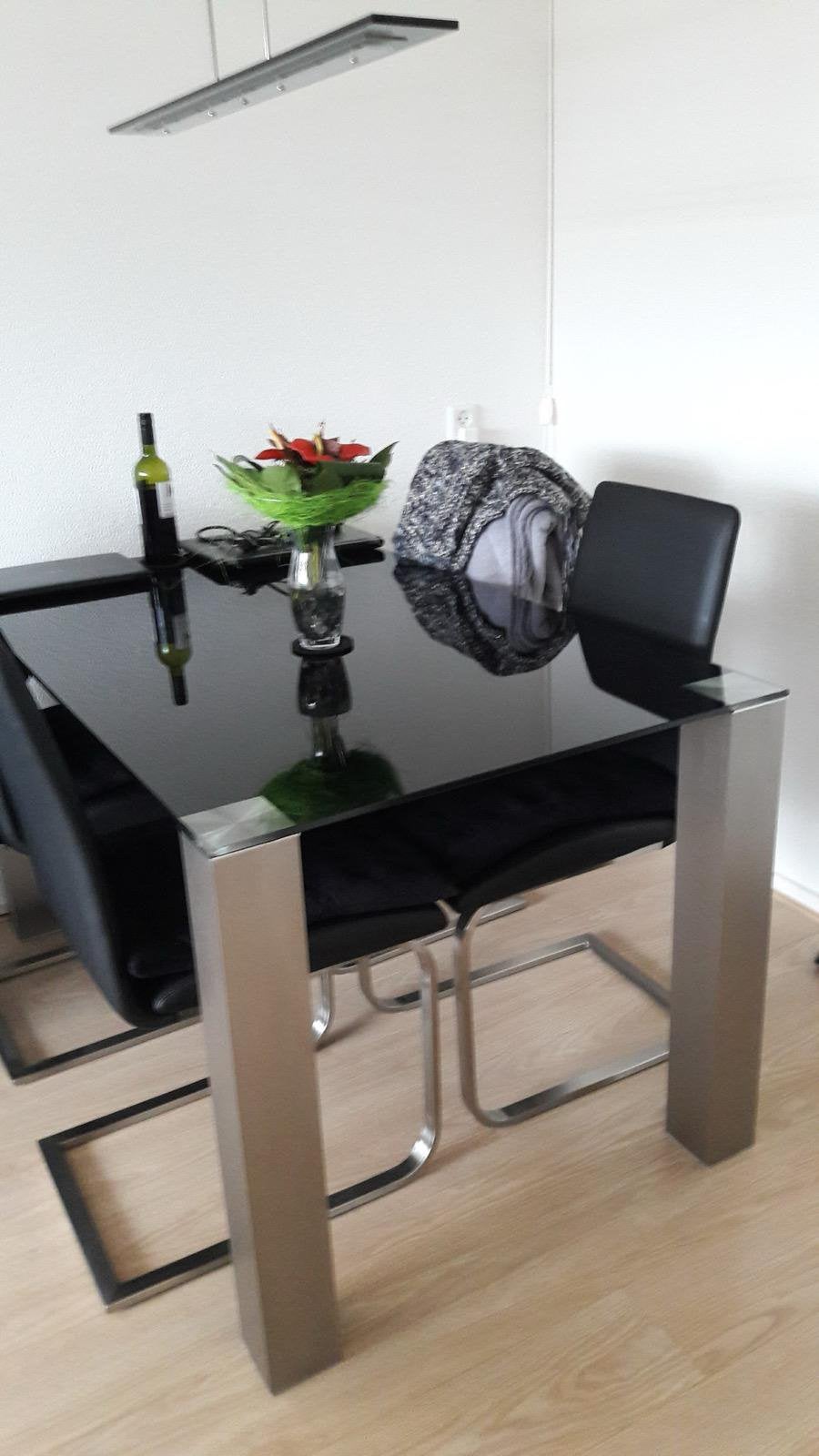 Glazen Eettafel, Huis en Inrichting, Tafels | Eettafels, Ophalen, Gebruikt, 50 tot 100 cm, Vier personen