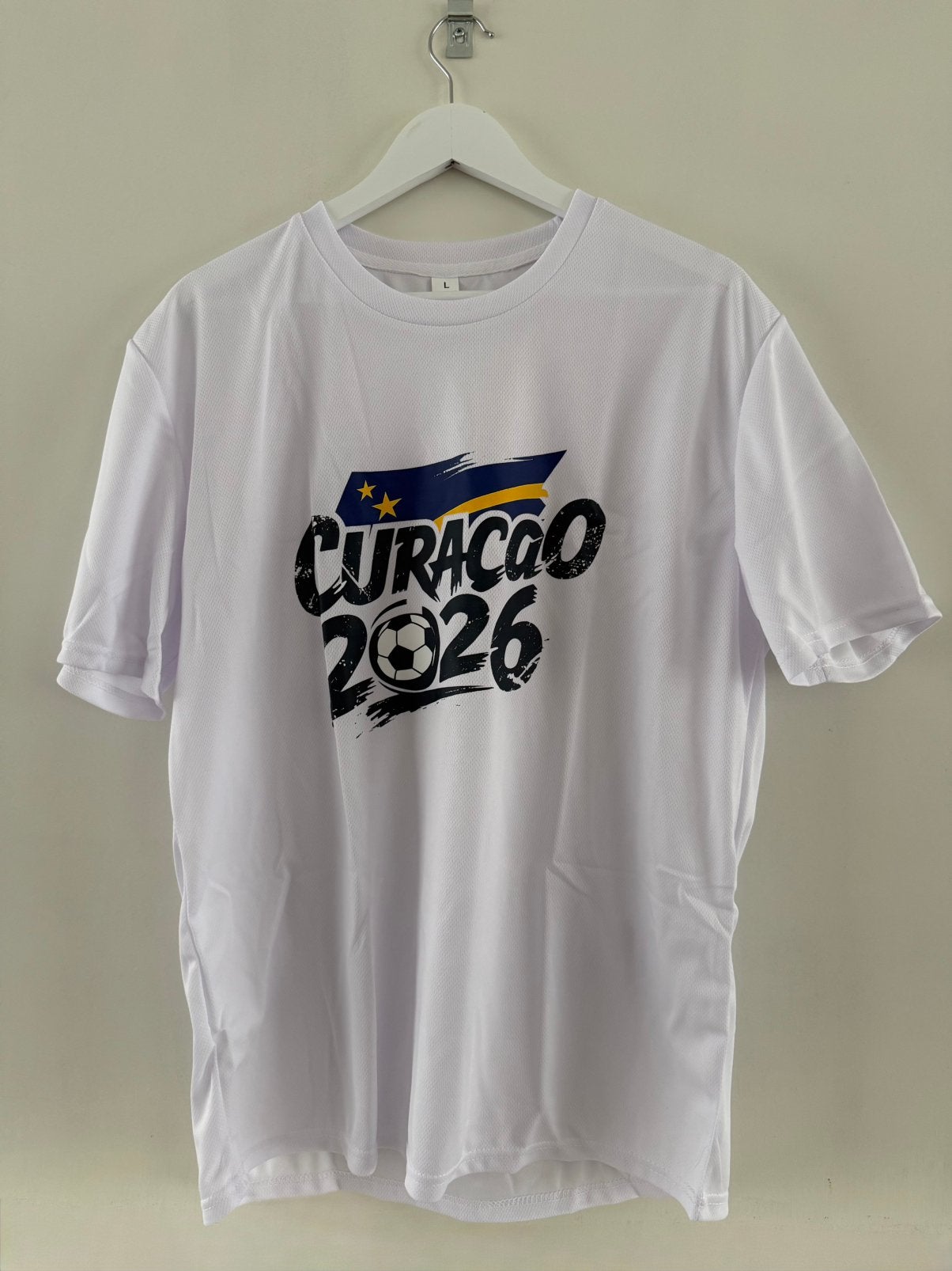 Wit Curaçao 2026 WK t-shirt Curacao voetbal shirt Korsou L, Ophalen of Verzenden, Nieuw, Maat 52/54 (L), Wit