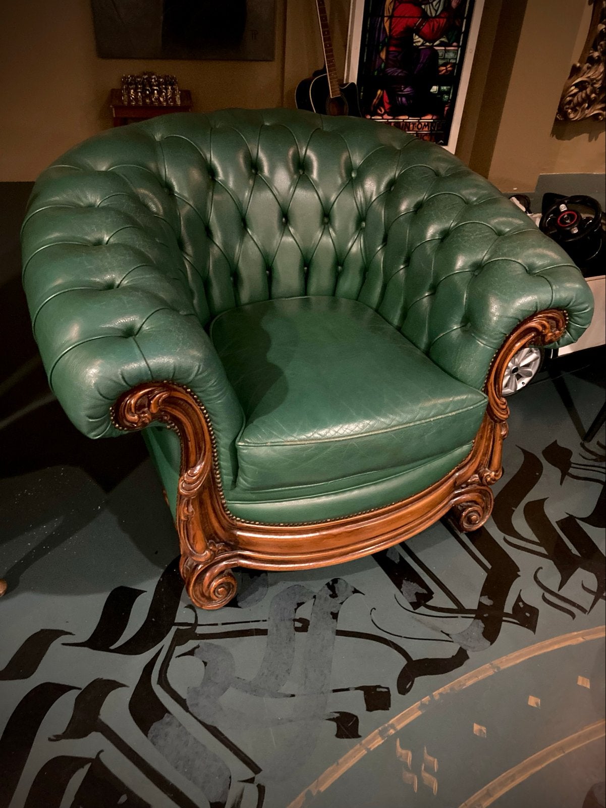 Luxe Chesterfield bank en 2x fauteuil leder Barok set, Ophalen of Verzenden