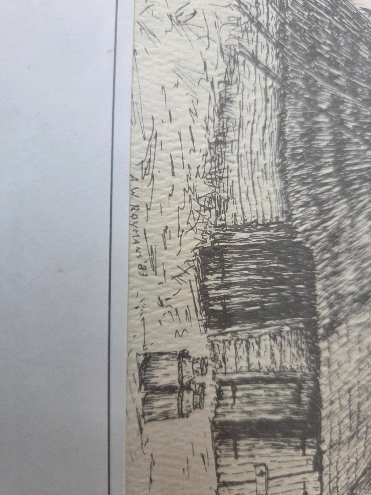 Pentekening van boerderij door A.W. Rooymans '83, Ophalen of Verzenden, Tekening, Pentekening, Ingelijst