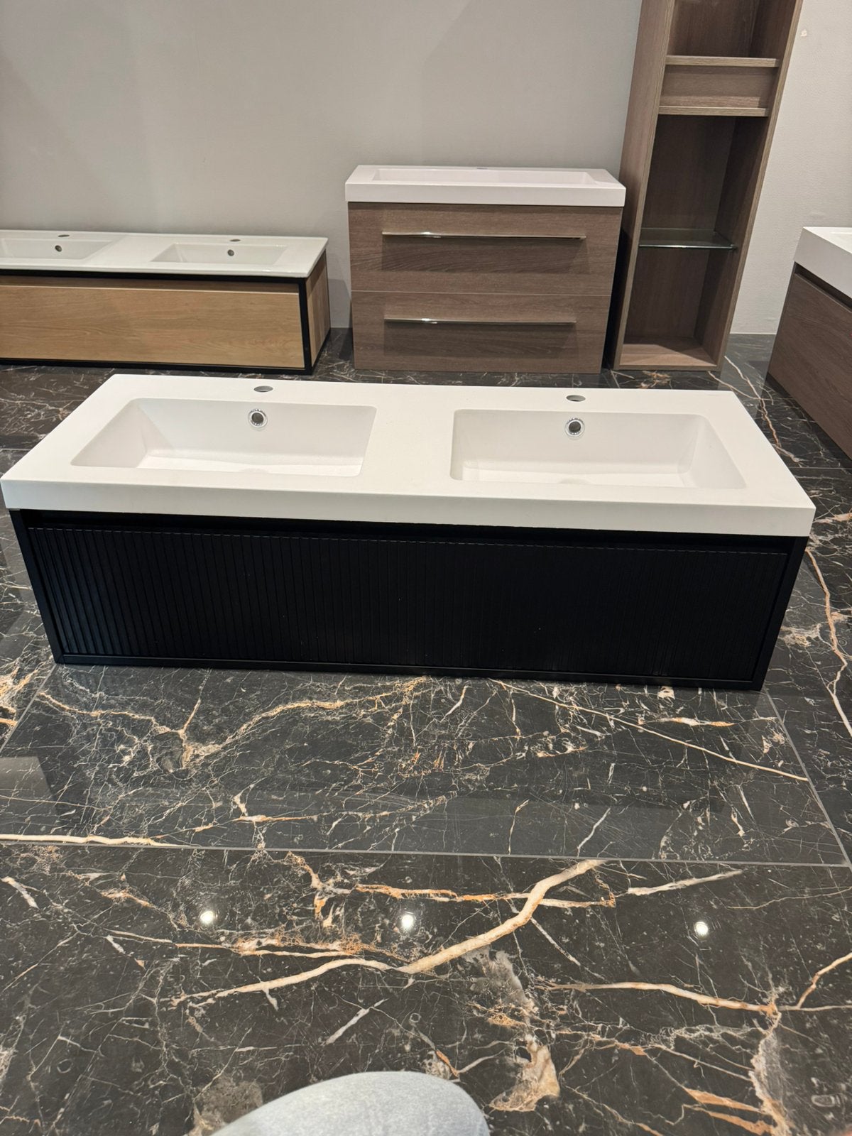 badmeubel 120 cm mat zwart solid wasbak van €1650 nu€650 NEW, Brauer, 100 tot 150 cm, Ophalen of Verzenden, Minder dan 100 cm