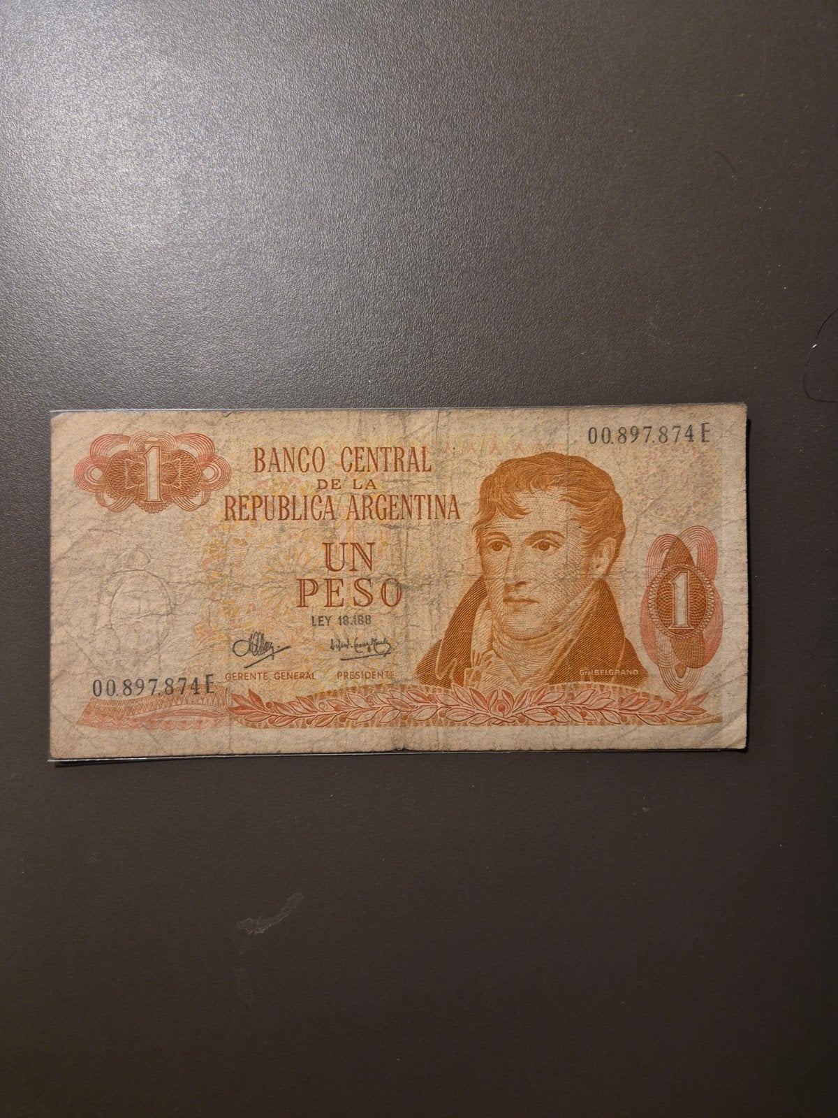Old Argentijnse 1 Peso bankbiljet - Banco Central, Ophalen, Los biljet