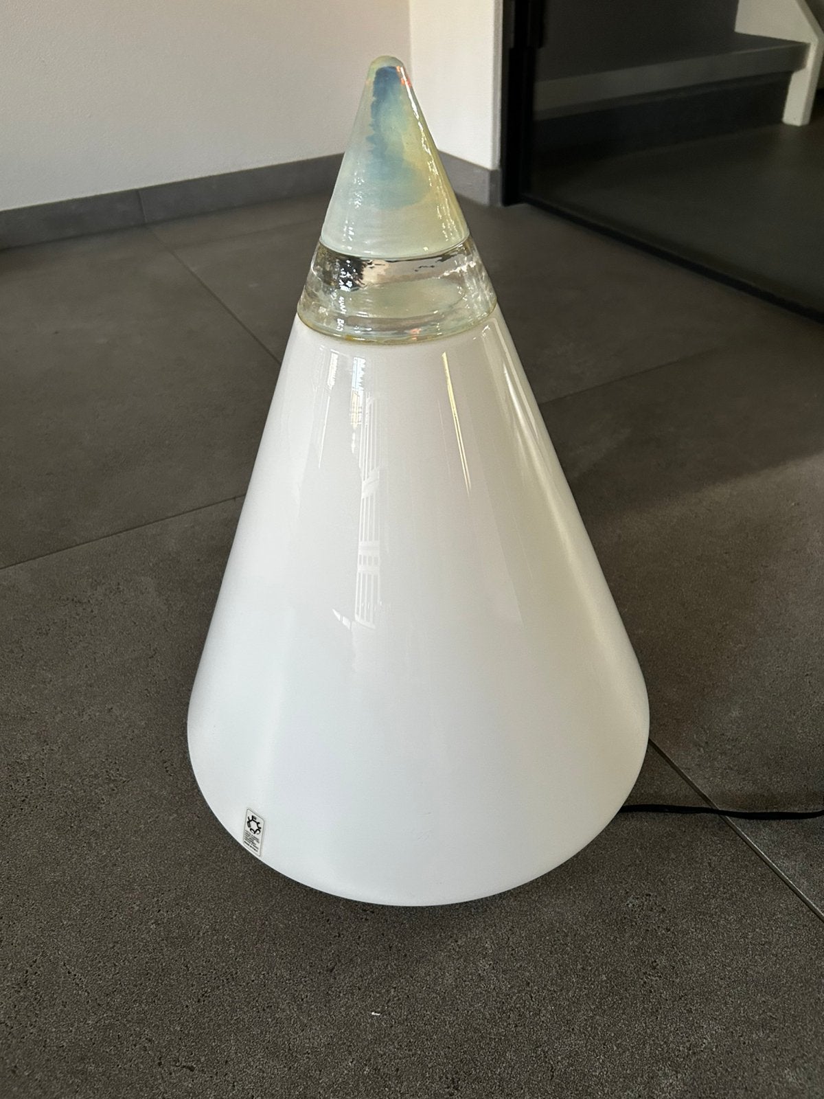 Leucos rio Murano glazen design lamp, Ophalen, Zo goed als nieuw, Wit, Rond