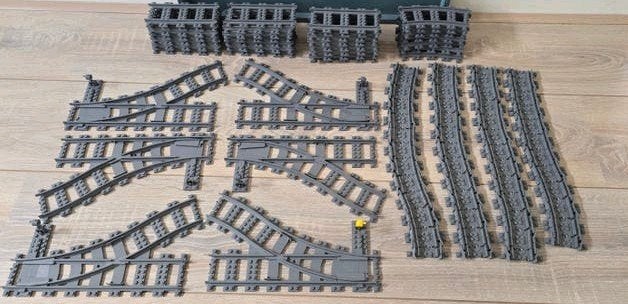 3× Lego City 60238 trein rails recht bocht wissel, City, Lego, Accessoire, Ophalen of Verzenden