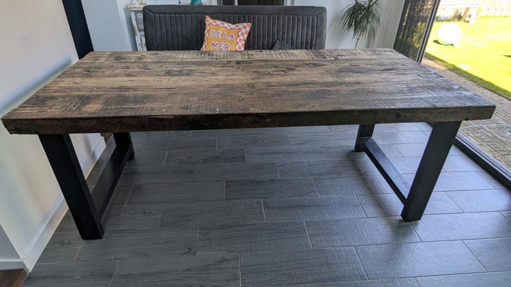 Robuuste eettafel, Huis en Inrichting, Tafels | Eettafels, Ophalen, Rechthoekig, 200 cm of meer, 50 tot 100 cm