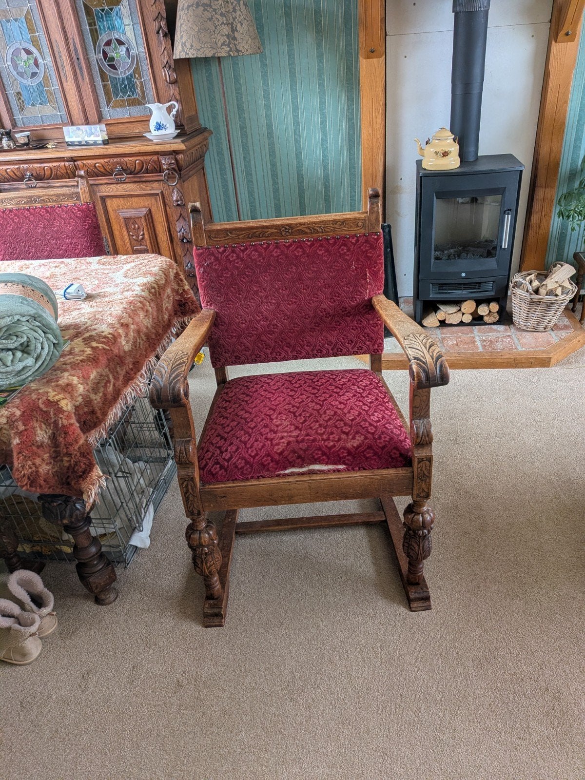 Gratis af te halen fauteuil moet opnieuw bekleed worden, Gebruikt, 75 tot 100 cm, Ophalen of Verzenden, 50 tot 75 cm