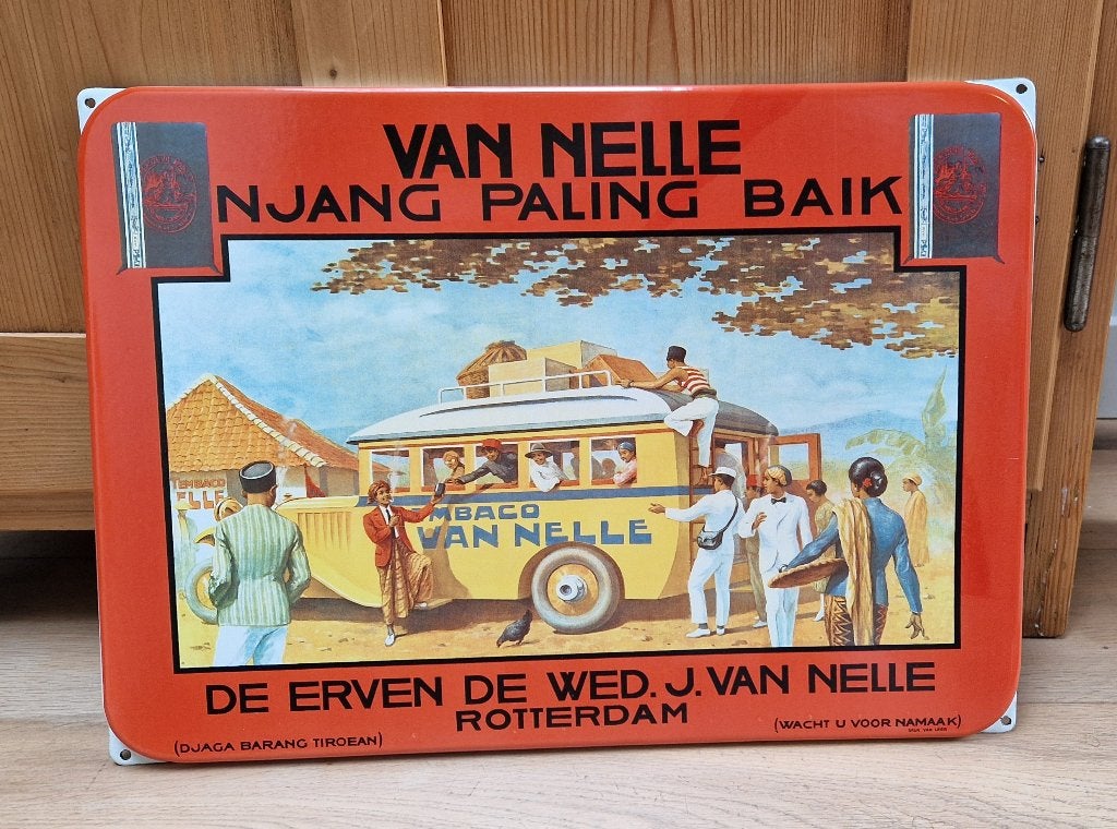 Emaille reclamebord Van Nelle Tabak, Verzamelen, Ophalen of Verzenden, Nieuw, Reclamebord