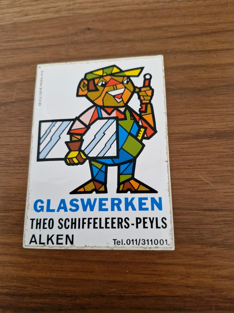8126  sticker Glaswerken Theo Schiffeleers-Peyls Alken, Ophalen of Verzenden, Gebruikt, Bedrijf of Vereniging