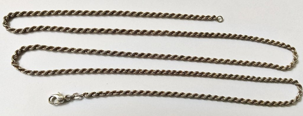 Zilveren 81cm.Touwschakel/Rope Chain ketting - gemerkt 835, Ophalen of Verzenden, Gebruikt, Zilver, Zilver
